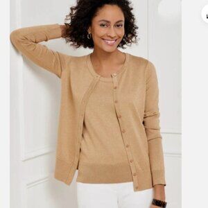 Talbots Camel Cotton Cashmere Blend Button-Up Cardigan - Size MP
